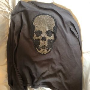 E.vil rhinestone skull cardigan sweater